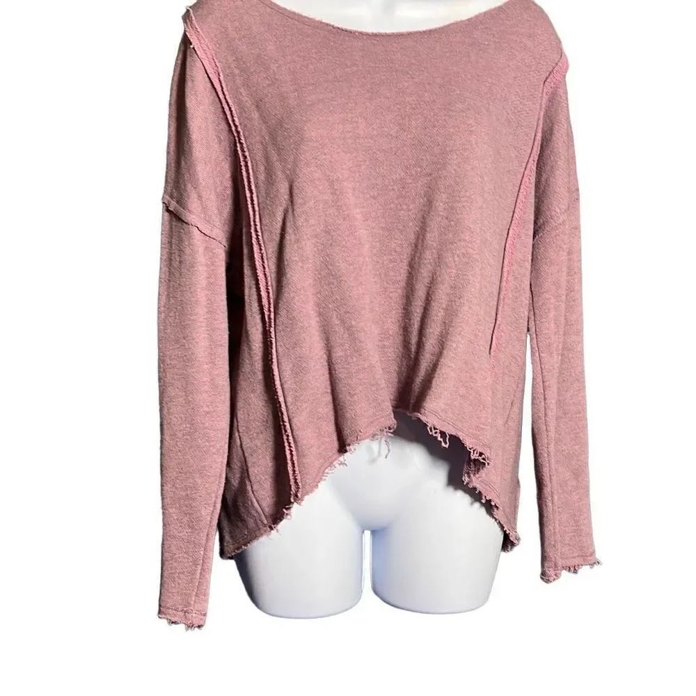 Free People Women's Victorian Top Long Sleeve Cut Out Lace Back Purple Medium
